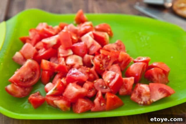 Chopped tomatoes Chopped tomatoes for Bouillabaisse broth