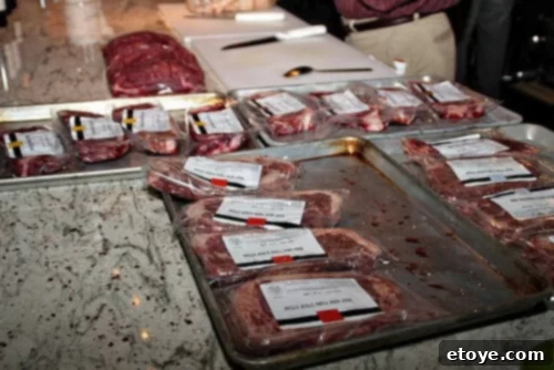 Platter of various artisan steaks ready for tasting