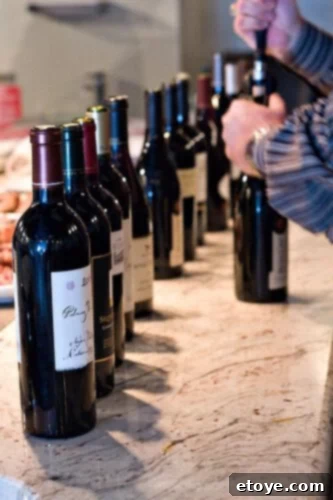 Wine glasses and bottles arranged for the tasting event