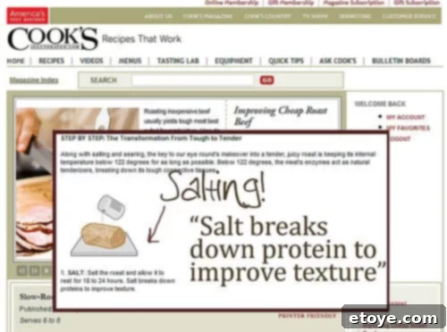 Scientific explanation of how salting steaks works