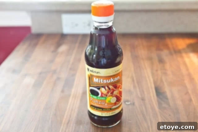 Citrus Ponzu Cabbage Crunch 8 Four simple ingredients for the ponzu dressing: ponzu, sesame oil, sesame seeds, salt