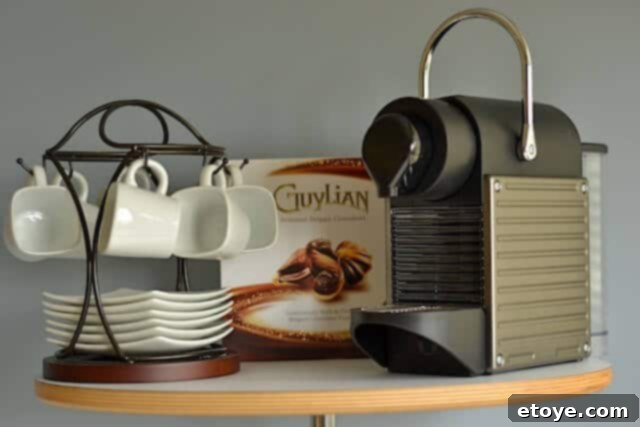 Nespresso Machine + Guylian Chocolate Nespresso Machine and Guylian Chocolate pairing for an ultimate gourmet experience