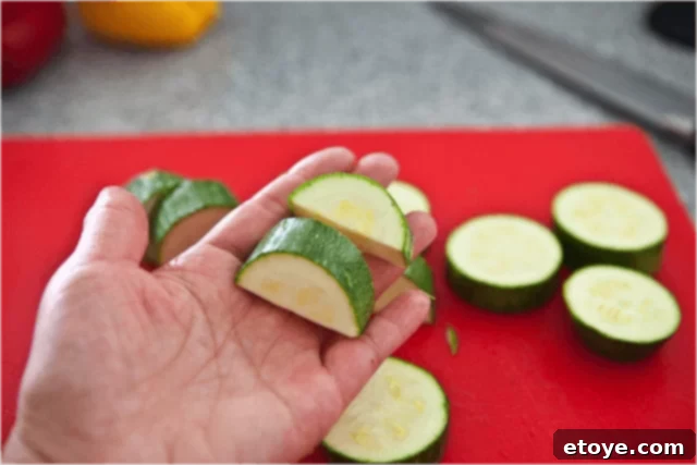 Sliced zucchini for kabobs