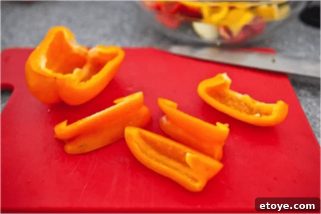 Bell pepper strips for kabobs