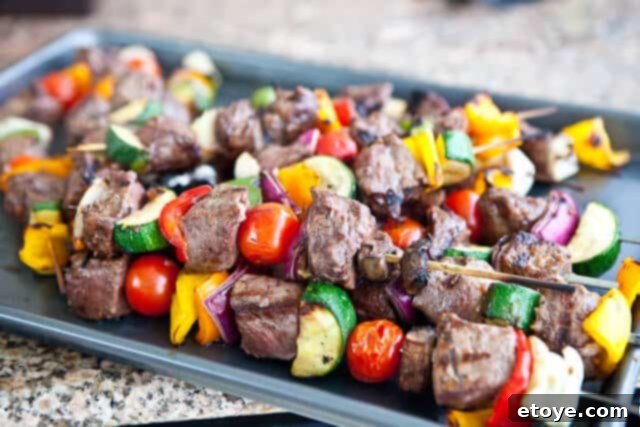 Grilled Asian Steak Kabobs on the grill