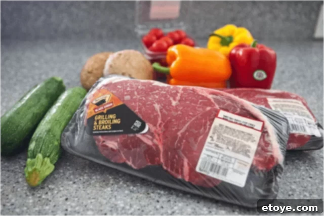 High-quality sirloin steak for kabobs