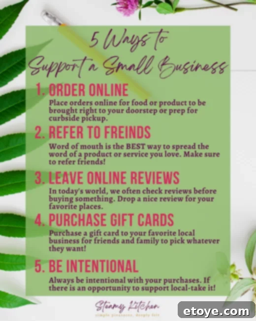 Win an Etsy Gift Card Instantly! 4 Illustration depicting ways to support small businesses, like sharing and reviewing