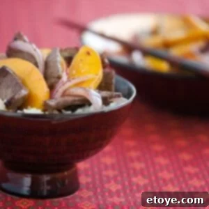 Sizzling Steak & Sweet Peach Stir-Fry 2 Stir Fried Beef and Nectarines Dish