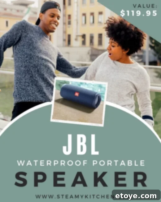 Win a JBL Waterproof Bluetooth Speaker 3 JBL Flip 5 waterproof bluetooth speaker close-up showing speaker mesh and controls