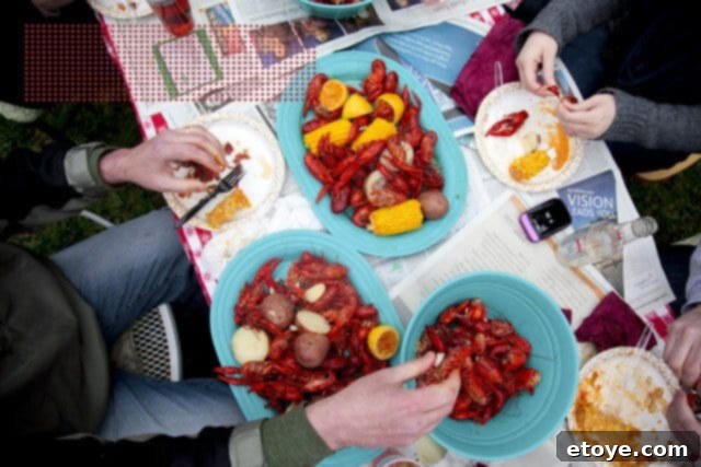 MacheCrawfishBoilTable A beautifully set table for a Mache Crawfish Boil