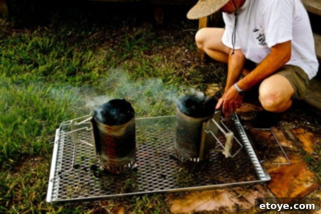 La Caja China Hog Heaven 22 Lighting charcoal in chimney starters