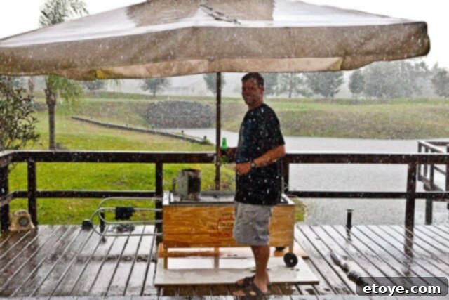 La Caja China Hog Heaven 23 La Caja China moved under an umbrella due to rain