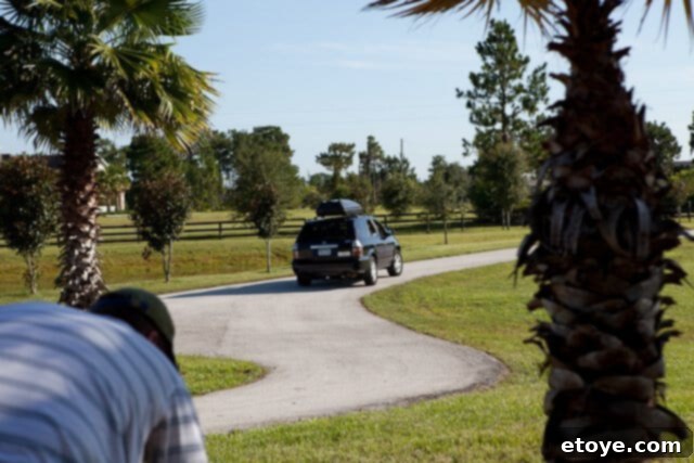 Brooke's family car driving away, signifying the end of the visit.