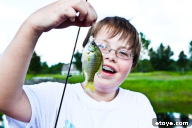 A close-up shot of a fish caught, highlighting the excitement of the moment.