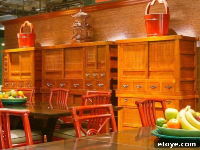 Enlarged view of 6-foot Mizuya Pantry in apprentice style Detailed view of a Mizuya Pantry Cabinet in a kitchen setting