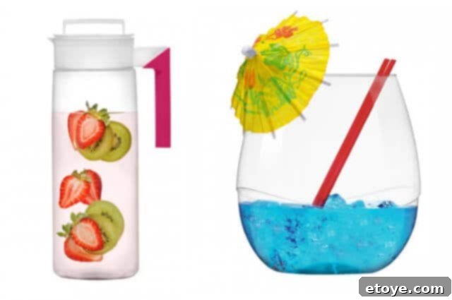 Takeya SWIRL Tumblers and Fruit Infusion Jug Set for indoor or outdoor parties