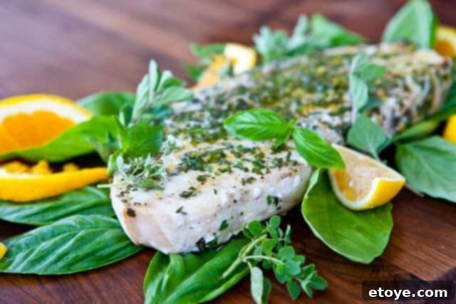 Grilled Fish with Citrus Herb Crust Recipe - Plated Dish Final Plated Grilled Fish with Citrus Herb Crust Recipe