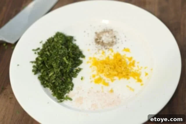 Swordfish with Citrus Herb Crust Recipe Steps - Mixing Ingredients Mixing Fresh Herbs, Citrus Zest, and Olive Oil for Fish Crust