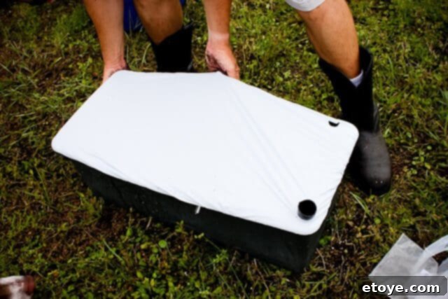Smart Gardening with Earthboxes 28 Plastic cover securing the EarthBox, protecting soil and preventing weeds
