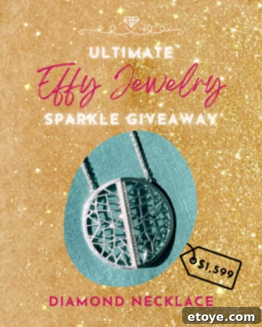 Effy Jewelry Silver Diamond Necklace Ultimate Giveaway 2 Close-up of a stunning Effy sterling silver and diamond necklace, showcasing its intricate design and brilliant sparkle against a light background.
