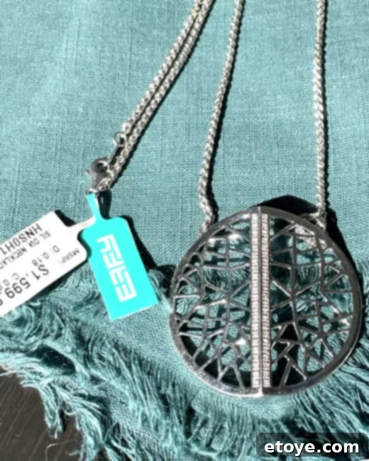 Effy Jewelry Silver Diamond Necklace Ultimate Giveaway 6 The Effy sterling silver diamond necklace gracefully draped, showcasing its full length and radiant appeal as the grand prize of the giveaway.