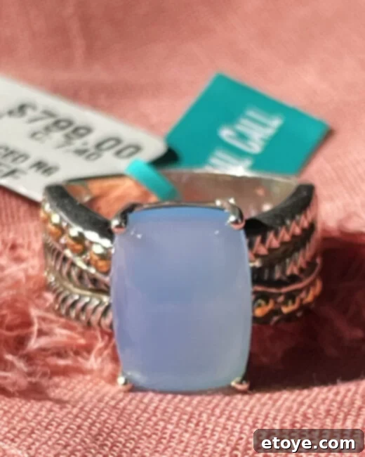 Effy Blue Chalcedony Ring in elegant 18K gold and sterling silver setting