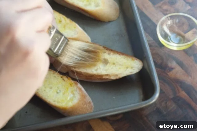 Slicing and Brushing Crostini Bread