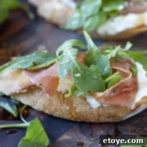 Prosciutto and Ricotta Crostini with Honey
