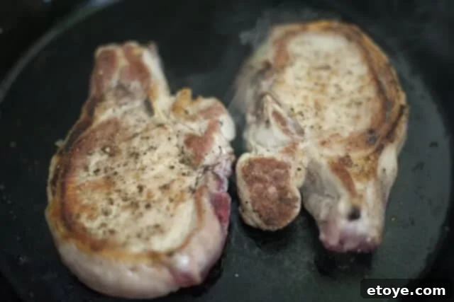 Searing Pork Chops in a Hot Pan
