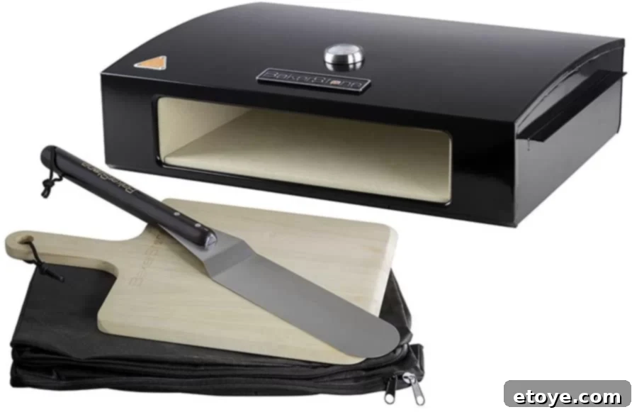 Win a Stovetop Pizza Oven 3 Close-up of a freshly baked pizza inside the BakerStone oven