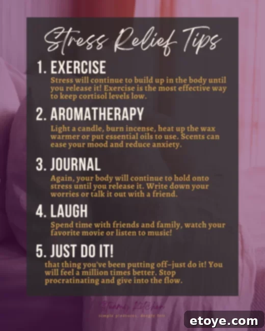 Instant Zen Wins 3 Various items for stress relief: a cozy blanket, herbal tea, essential oils, a calming candle, and a journal, all arranged in a serene setting.