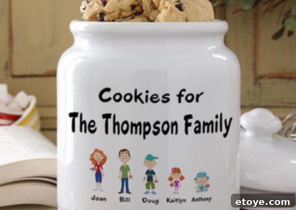 Family Characters Personalized Cookie Jar with custom family names