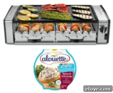 Alouette Gourmet Culinary Giveaway Delicious Alouette cheese and grilling accessories displayed near a Cuisinart Griddler Grill