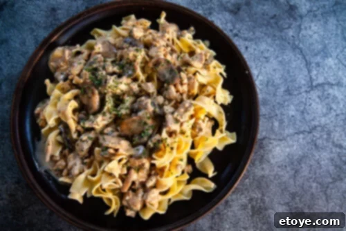 Creamy Healthy Turkey Stroganoff 2 Delicious and healthy turkey stroganoff served with egg noodles