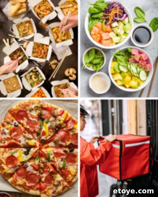Win an UberEats One Hundred Dollar Gift Card 4 Collage of takeout food - Delicious meals supporting local restaurants and drivers