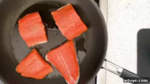 Searing salmon in a non-stick pan