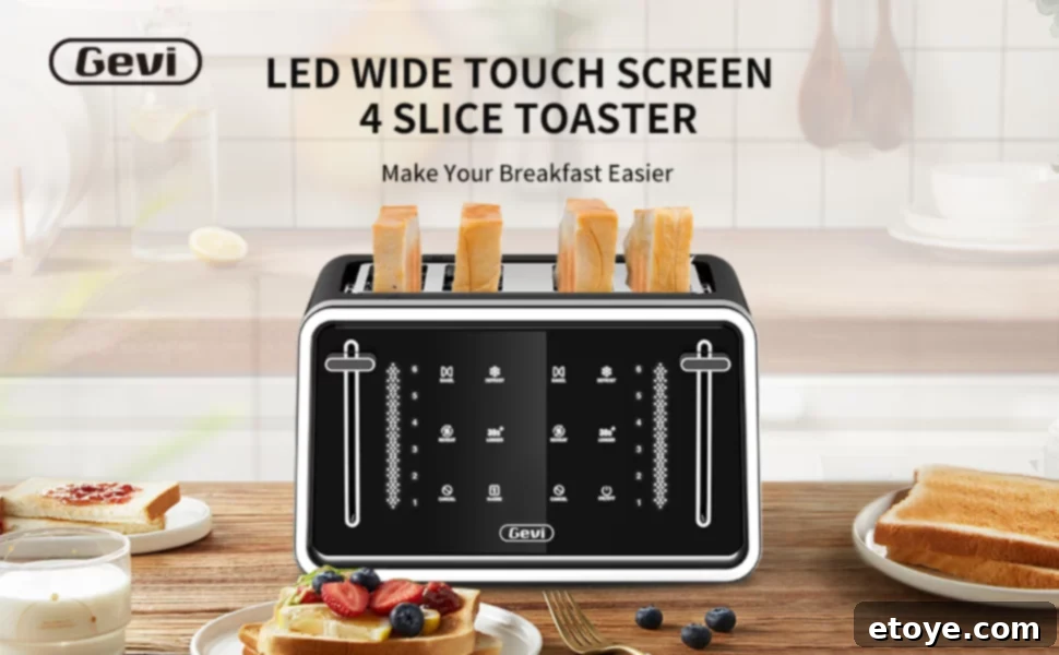 Gevi 4-Slice Touchscreen Toaster detailed view