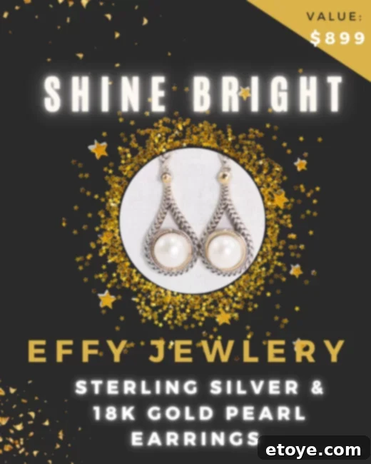 Win Effy's Lustrous Pearl Earrings Sterling and 18K Gold 2 Stunning Effy 925 Sterling Silver and 18K Gold Pearl Earrings showcasing their elegant design and craftsmanship.
