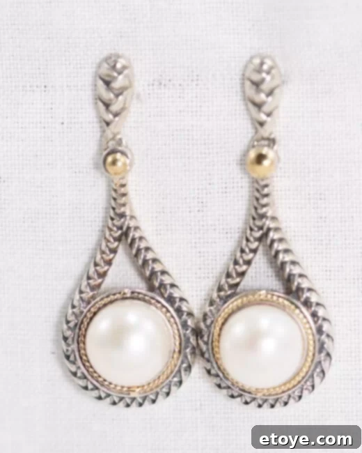 Shine Bright Effy Sterling Silver and 18K Gold Pearl Earrings Giveaway 2 Elegant Effy Sterling Silver and 18K Gold Pearl Earrings on display