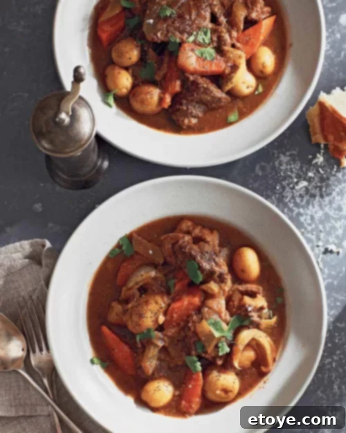 beef stew dinner in a bowl