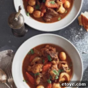 beef stew dinner in a bowl