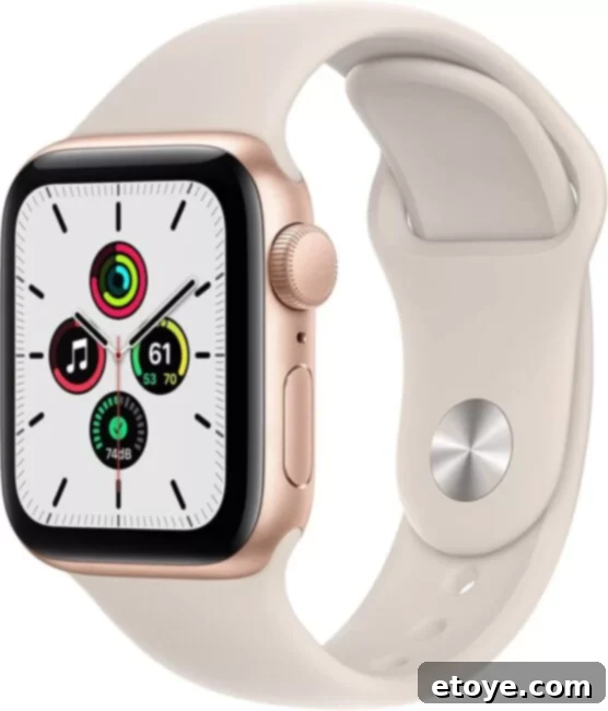 Apple Watch SE features for staying active and connected, showcasing various apps