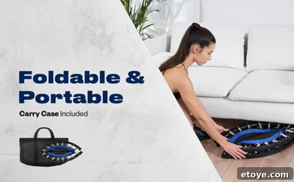 Win a FitPulse Mini Trampoline 6 FitPulse Mini Trampoline folded and stored under a bed