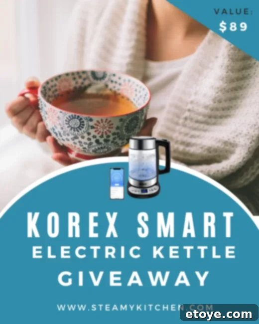 Win Your Korex Smart Electric Kettle 2 Korex Smart Electric Water Kettle in a modern kitchen setting