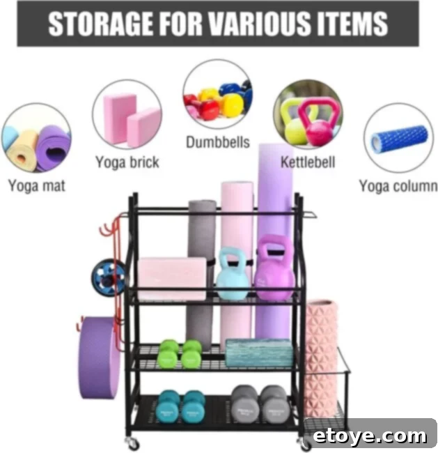 Ultimate Mythinglogic Fitness Storage Rack Giveaway 3 Detail view of the Mythinglogic Fitness Storage Rack's various compartments and features