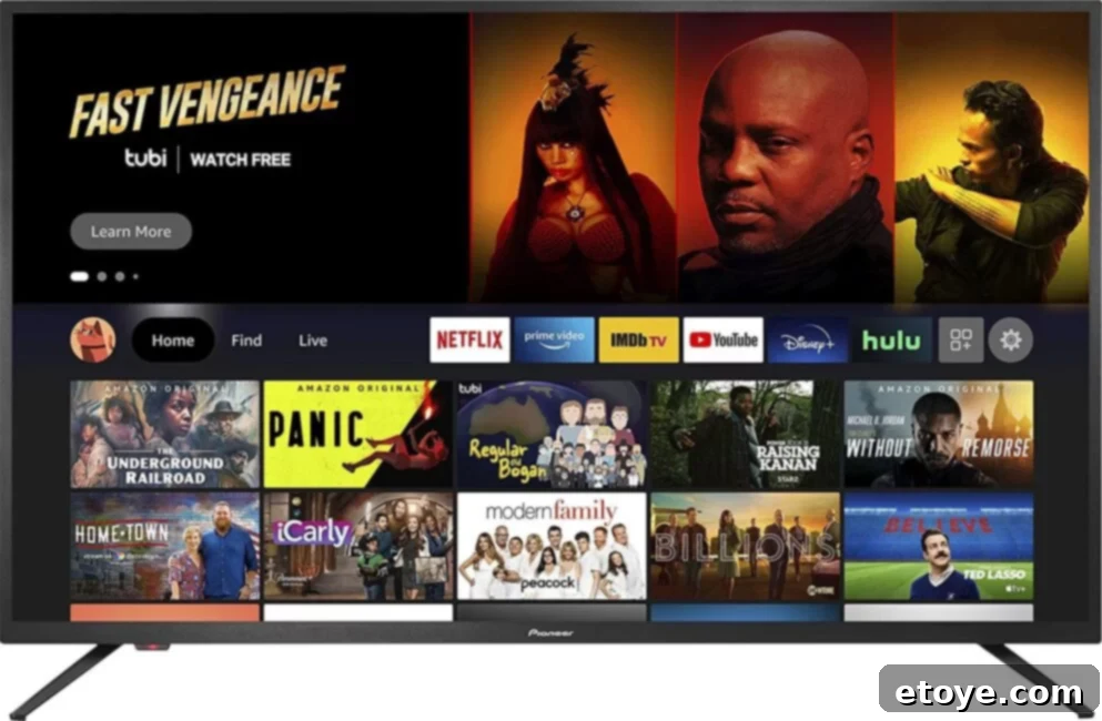 Pioneer 43 Inch Smart Fire TV - Side View