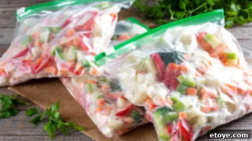baggies of frozen produce for smoothies