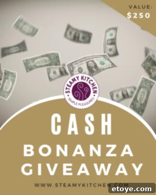 Win Big: $250 Cash Giveaway 2 Steamy Kitchen $250 Cash Bonanza Giveaway Prize Money