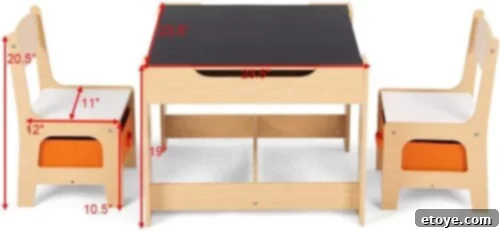 Kids' Crafting Corner Giveaway! 4 Close-up of child-friendly features and wooden construction of the table and chair set