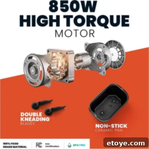 Saki Bread Maker powerful 850W motor and dual kneading paddles